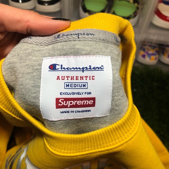 Yellow Supreme X Champion Pullover Supreme Champion Chrome
